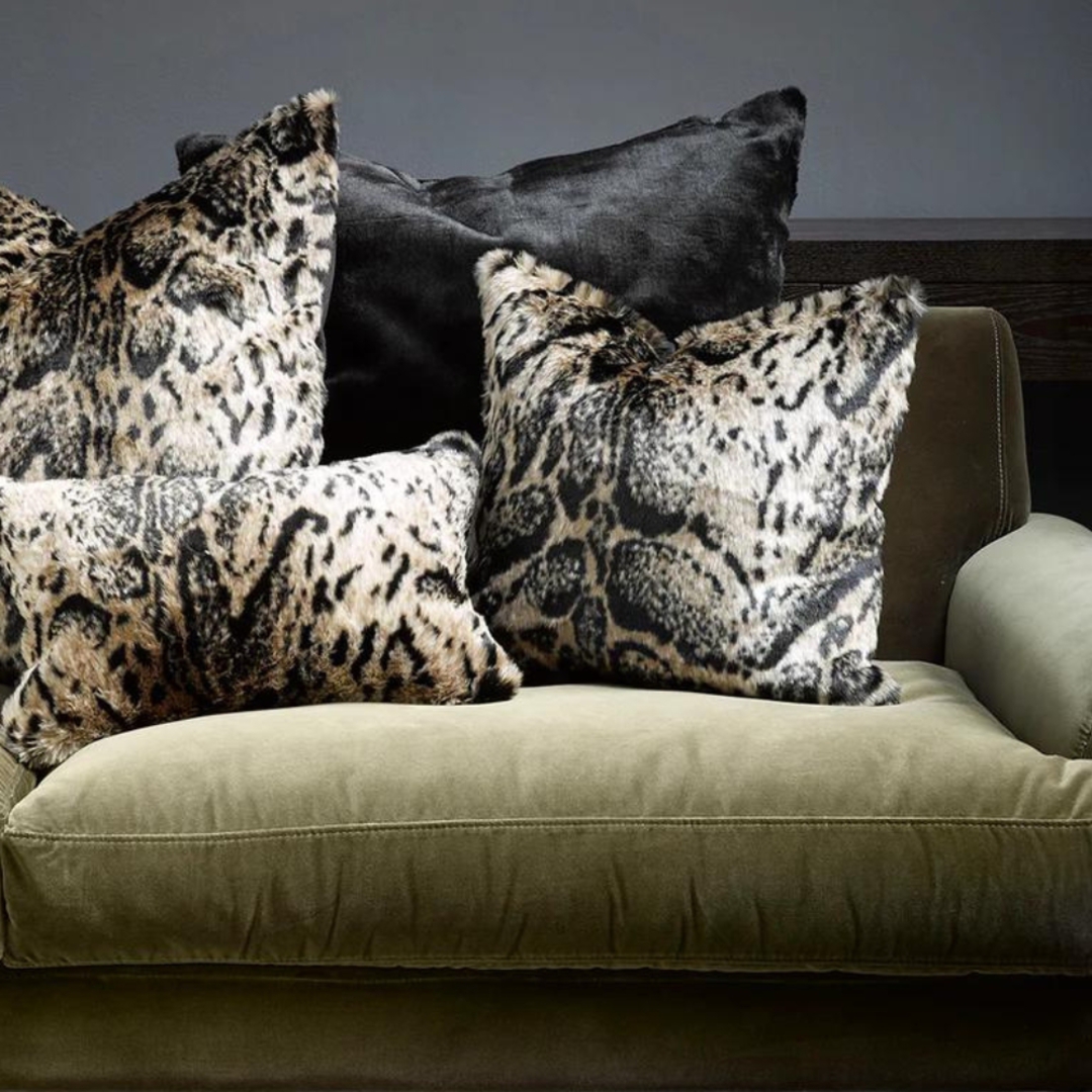 Heirloom Faux Fur Feather Cushion - African Leopard 45cm image 1